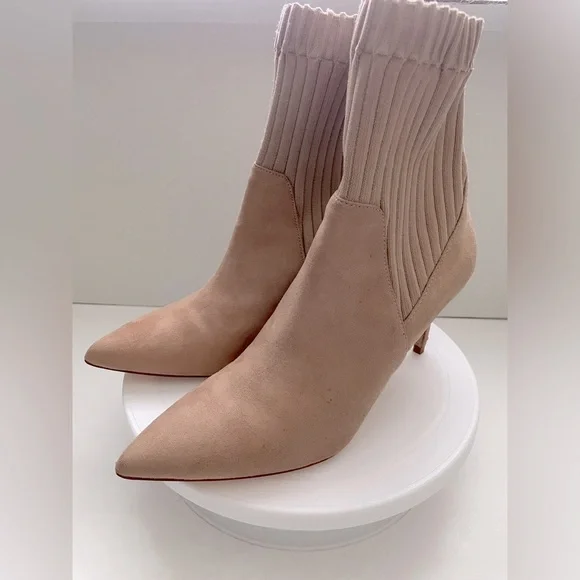 Zara Suede Slip-on Sock Heel ankle Boots - Picture 6 of 10